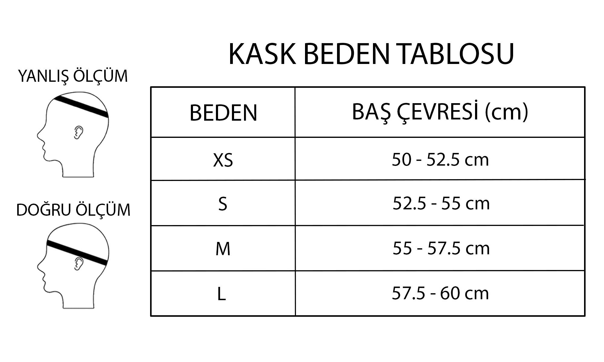 Relax Kayak Kaskı Beden Tablosu