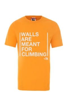 THE NORTH FACE WALLS ARE FOR CLIMBING TEE MEN'S OUTDOOR T-SHIRT Orange