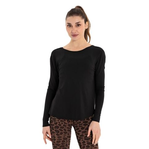 Inguz Sırt Detay Uzun Kollu Modal Yoga T-Shirt